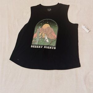 Time and Tru Black Graphic Tank Top